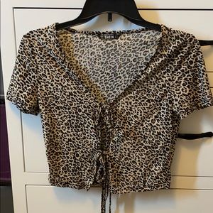 Cheetah Print Front Tie Top